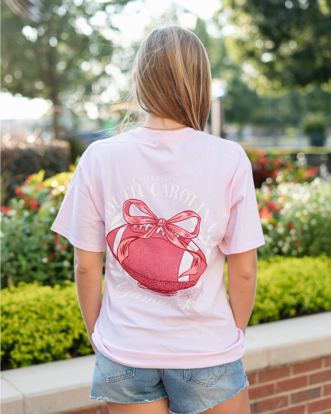 π Gamecocks Football Bow T-Shirt β Light Pink