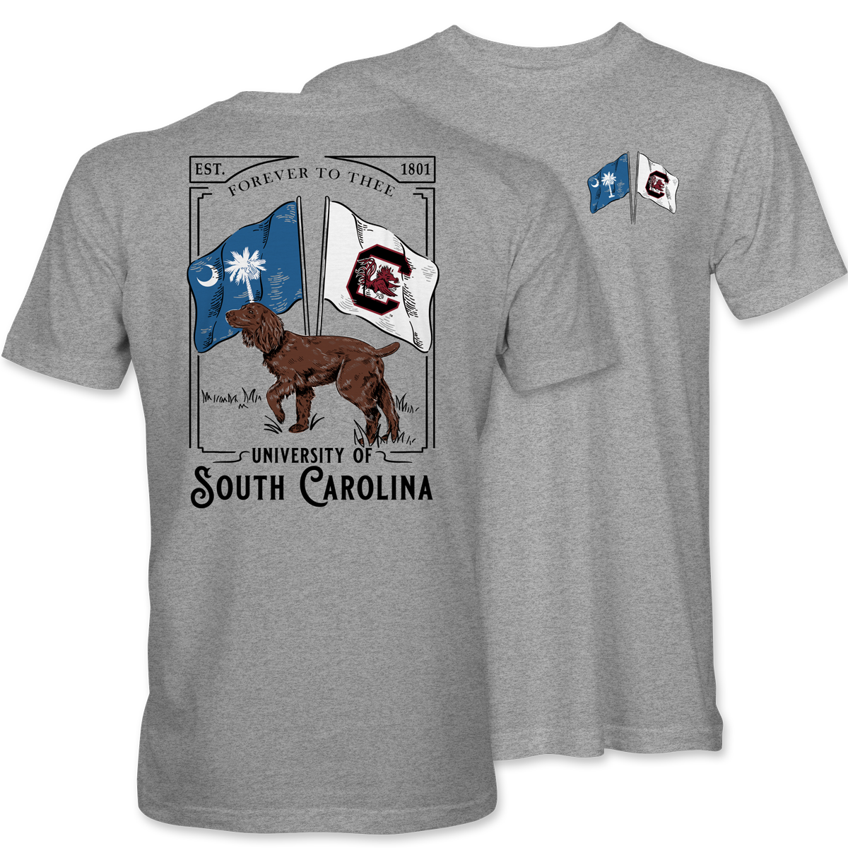 Gamecock Boykin with Flags T-Shirt – Sport Grey