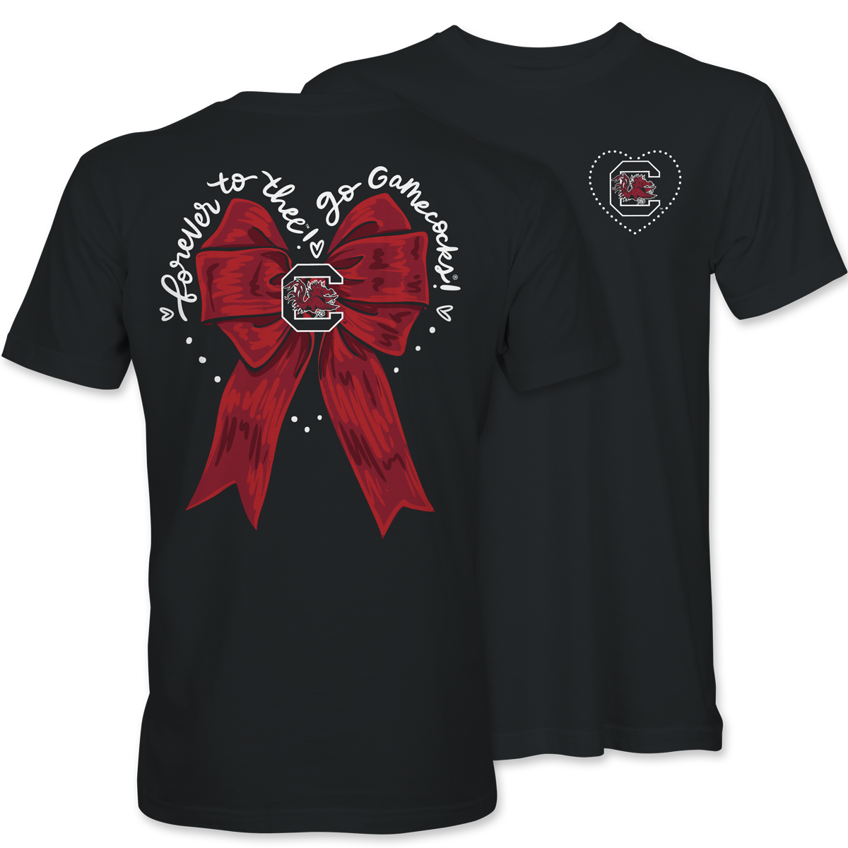 Forever to Thee Gamecocks Logo Bow T-Shirt – Black