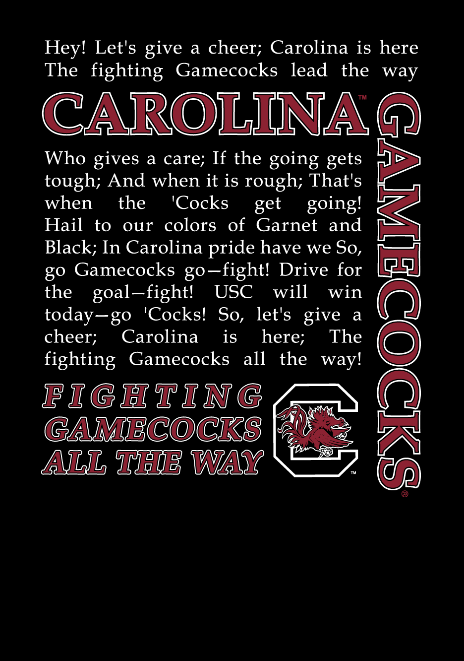 Gamecocks Fight Song Short Sleeve T-Shirt – Black