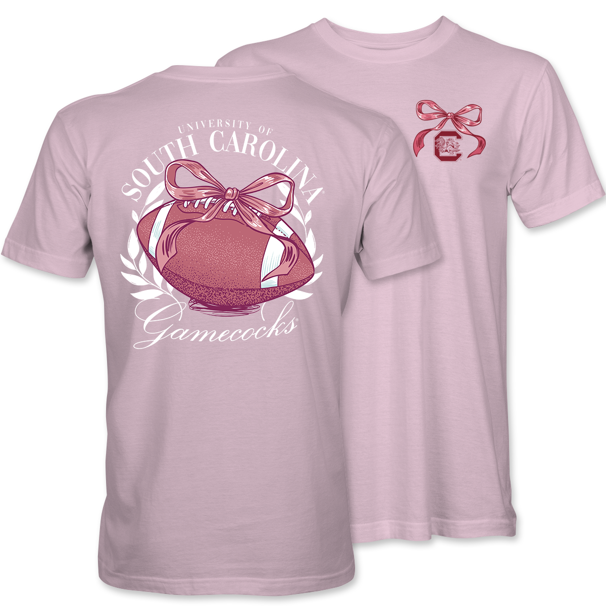 π Gamecocks Football Bow T-Shirt β Light Pink