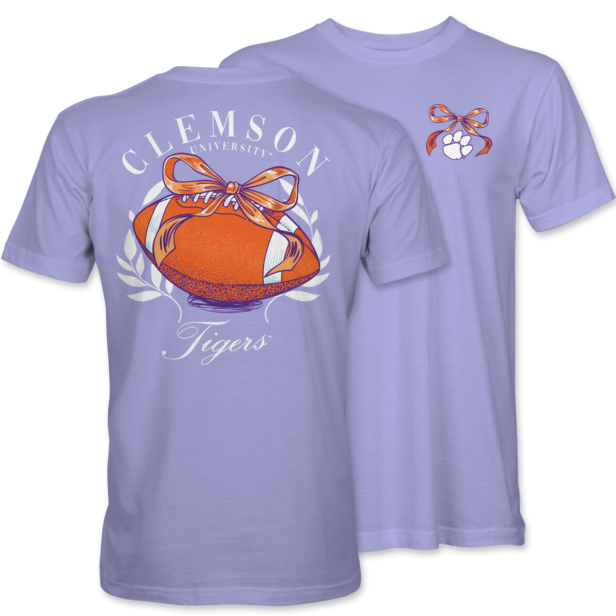 Clemson Football Bow T-Shirt – Lavender