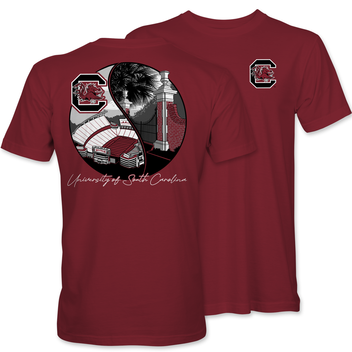 University of South Carolina Split Scene Tee – Garnet