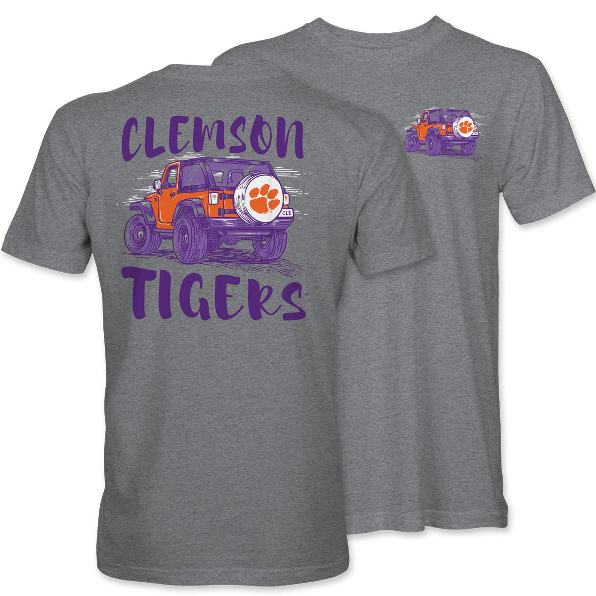 Clemson Jeep Adventure T-Shirt – Graphite Heather