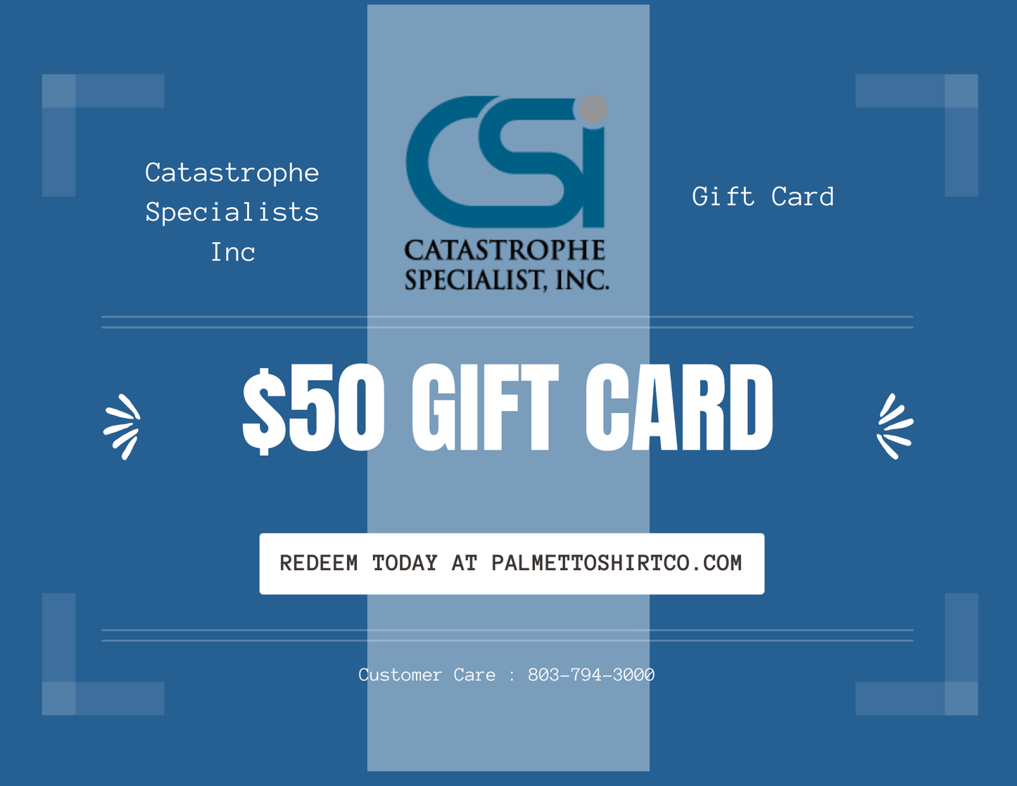 $50.00 Catastrophe Specialists Inc Gift Card