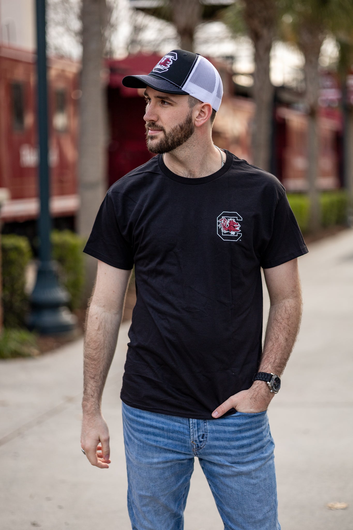 Gamecock Nation Flag T-Shirt – Black