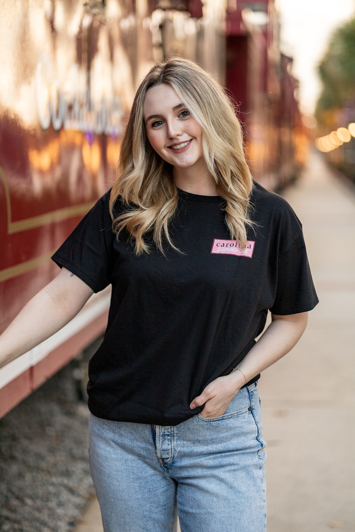 Gamecocks Floral State T-Shirt - Black