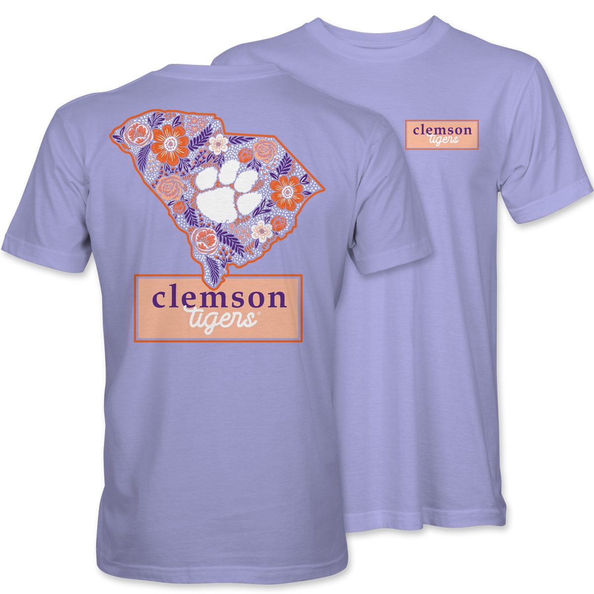 Clemson Floral State T-Shirt – Lavender