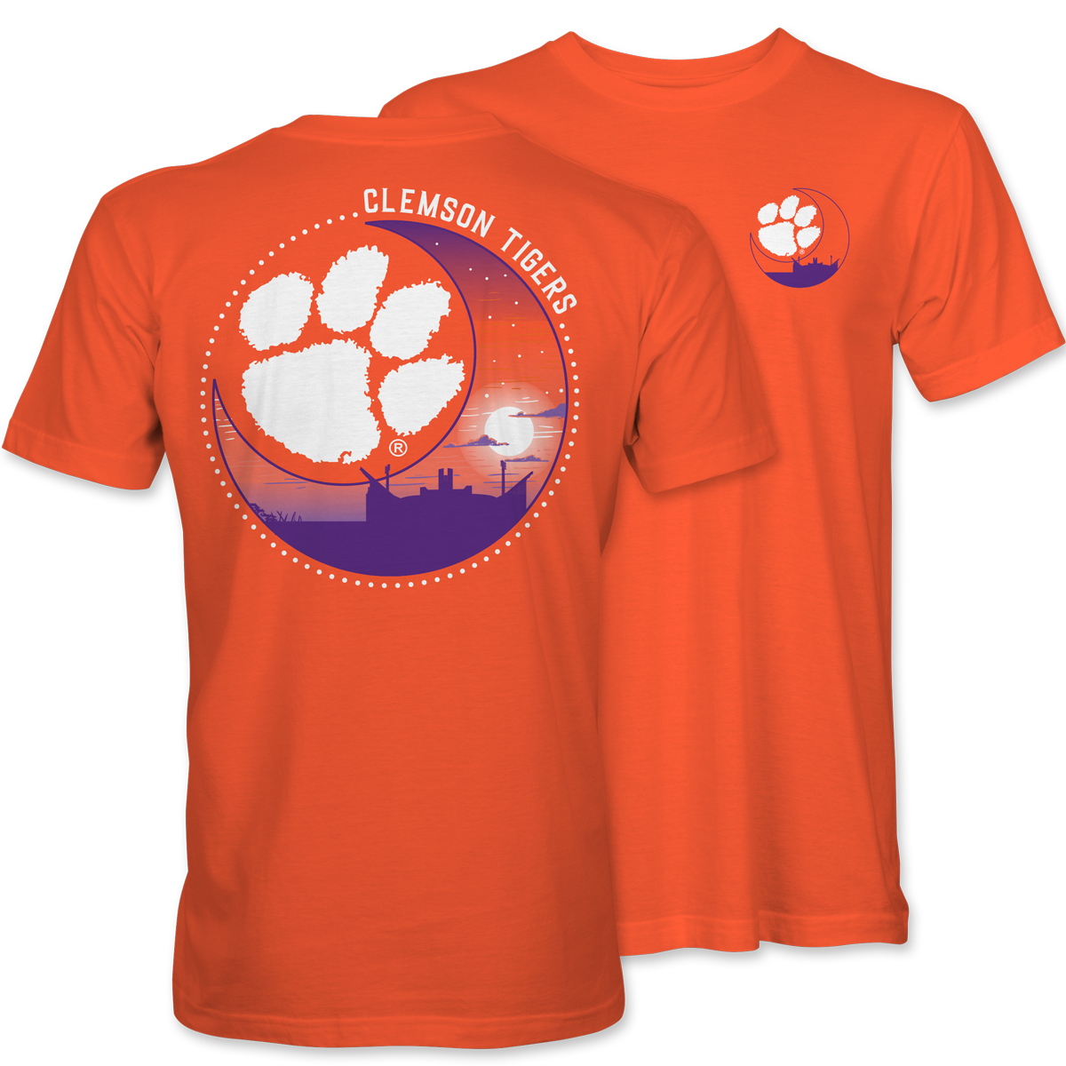 Clemson Crescent Moon Scene T-Shirt – Orange
