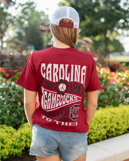 Forever To Thee Gamecocks Peace Pennants T-Shirt – Garnet