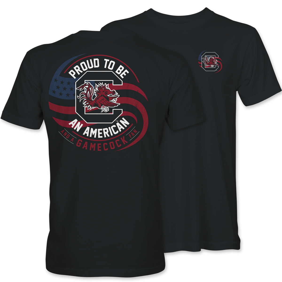 Proud Gamecock, Proud American T-Shirt – Black