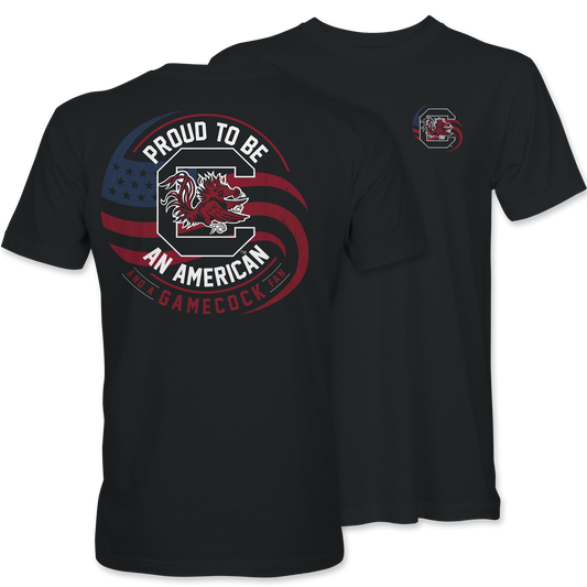 Proud Gamecock, Proud American T-Shirt – Black