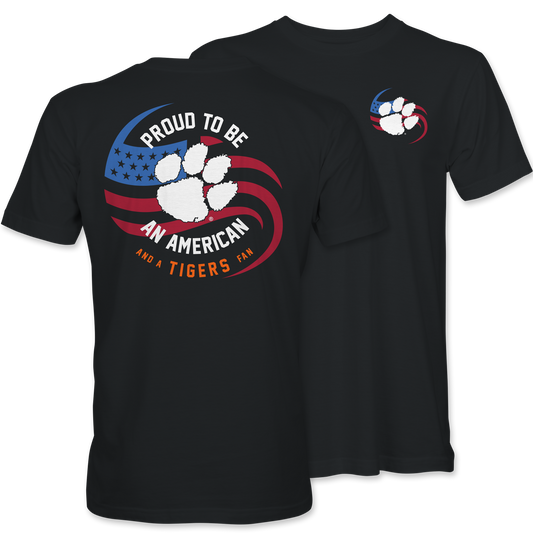 Proud to Be an American & a Tigers Fan T-Shirt – Black