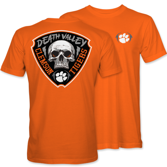Clemson Death Valley Skull T-Shirt – Orange