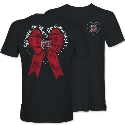 Forever to Thee Gamecocks Logo Bow T-Shirt – Black