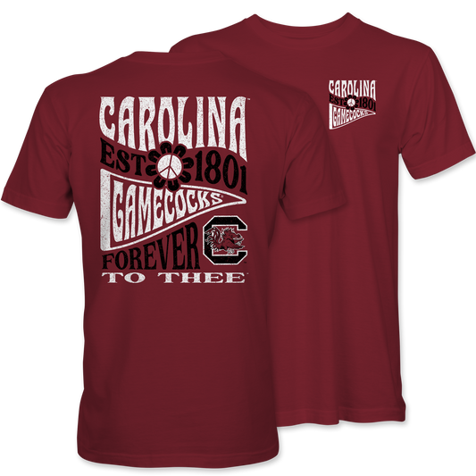 Forever To Thee Gamecocks Peace Pennants T-Shirt – Garnet