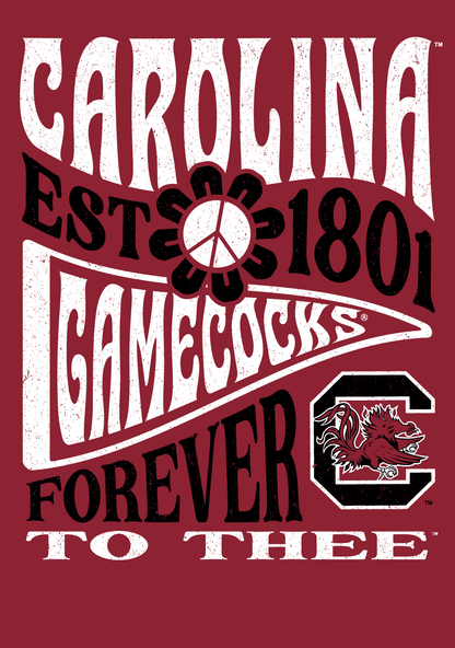 Forever To Thee Gamecocks Peace Pennants T-Shirt – Garnet