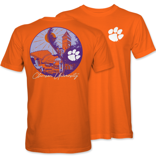 Clemson Yin Yang Campus Scene T-Shirt – Orange