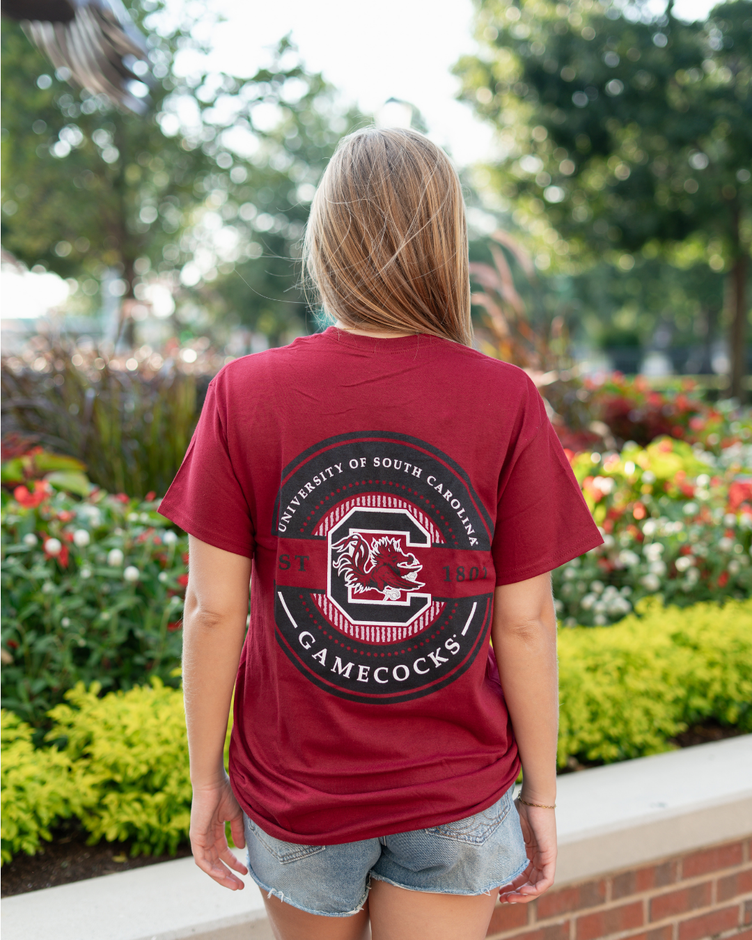 Gamecocks Seersucker Circle T-Shirt – Garnet