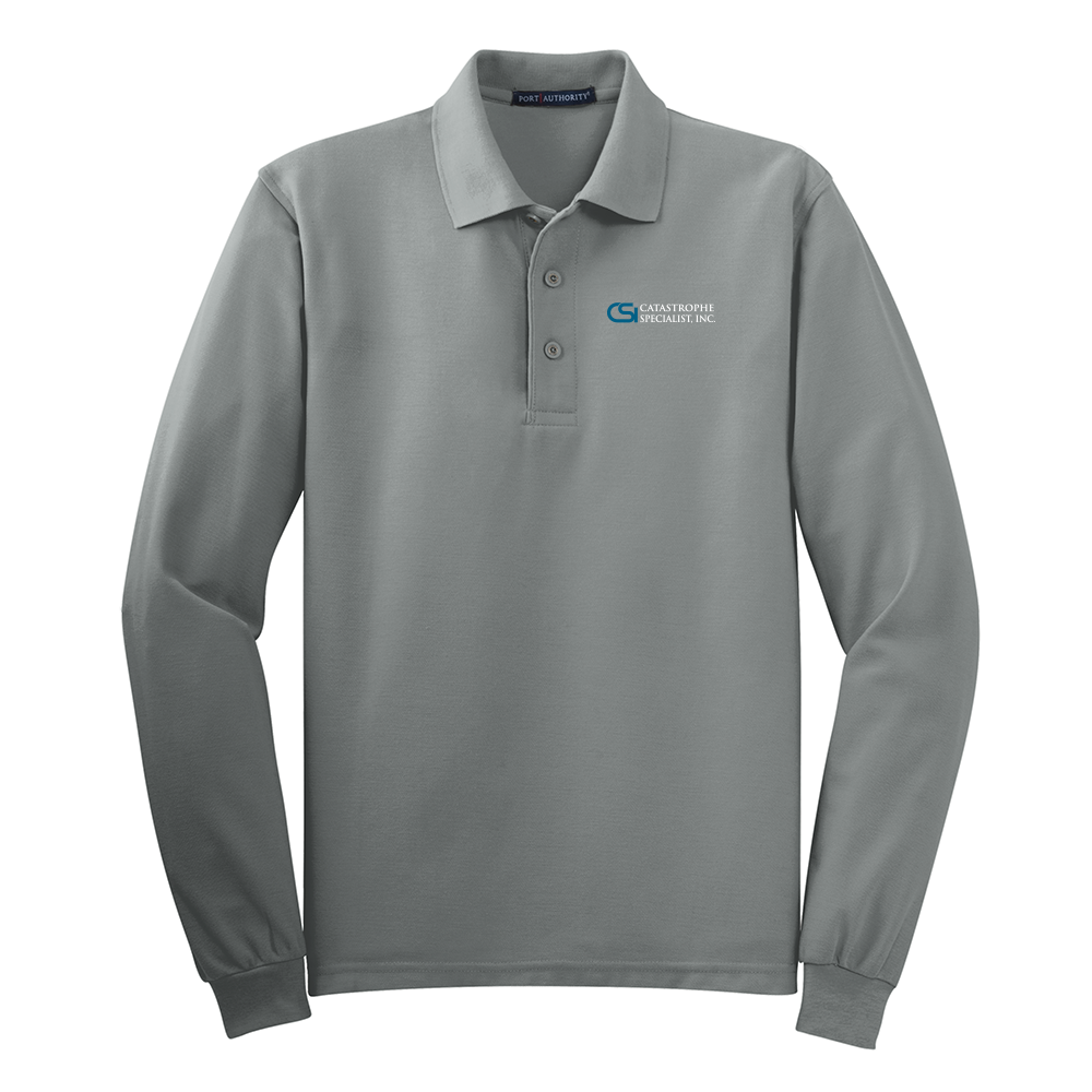 CSI Catastrophe Specialist, Inc Silk Touch™ Long Sleeve Polo - Grey