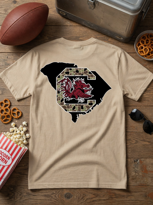 South Carolina Gamecocks Camo State Silhouette Tee