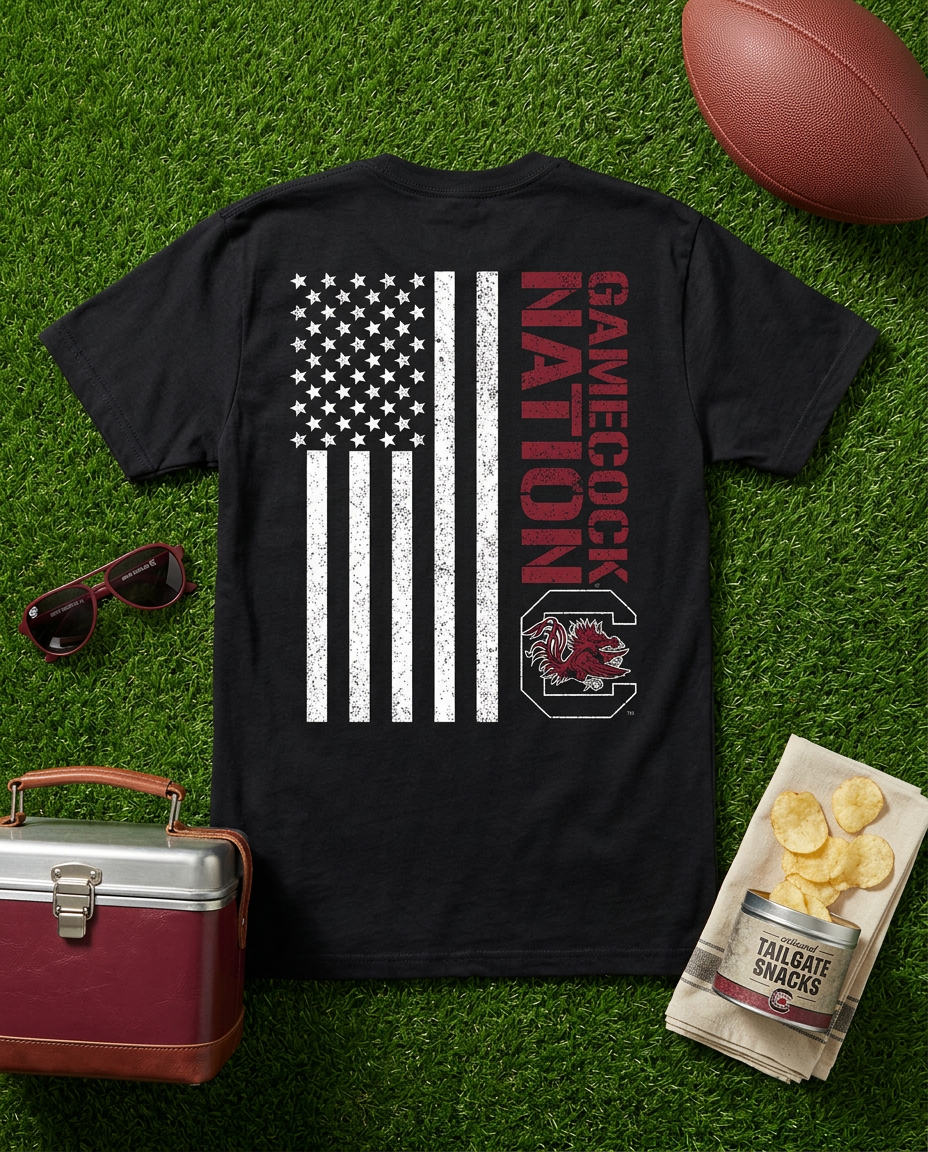 Gamecock Nation Flag T-Shirt – Black