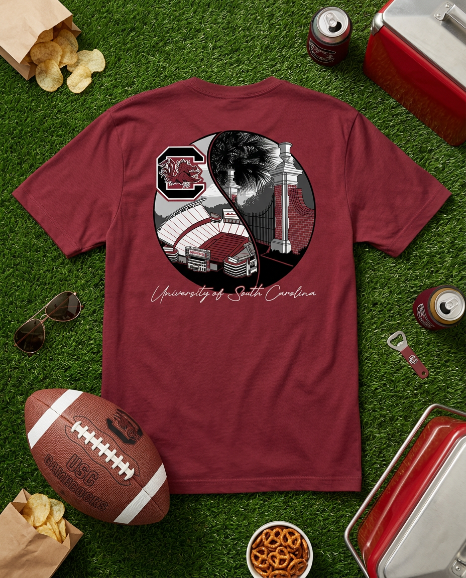 University of South Carolina Split Scene Tee – Garnet