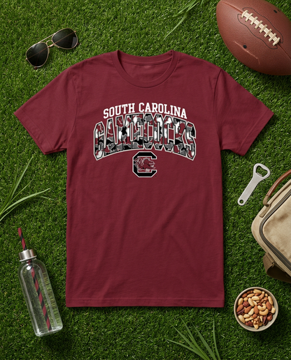 Gamecocks Duck Camo Arch T-Shirt – Garnet