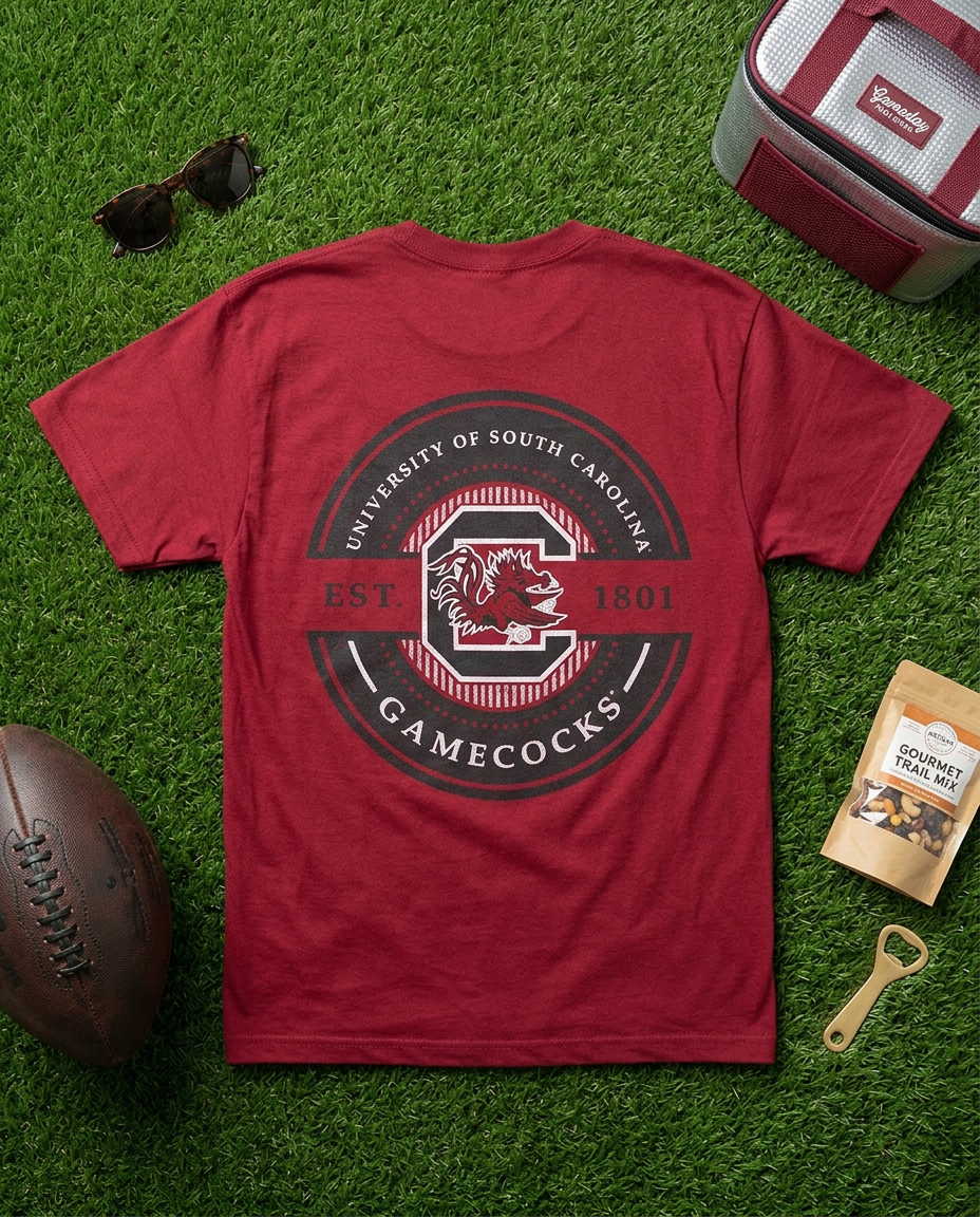 Gamecocks Seersucker Circle T-Shirt – Garnet