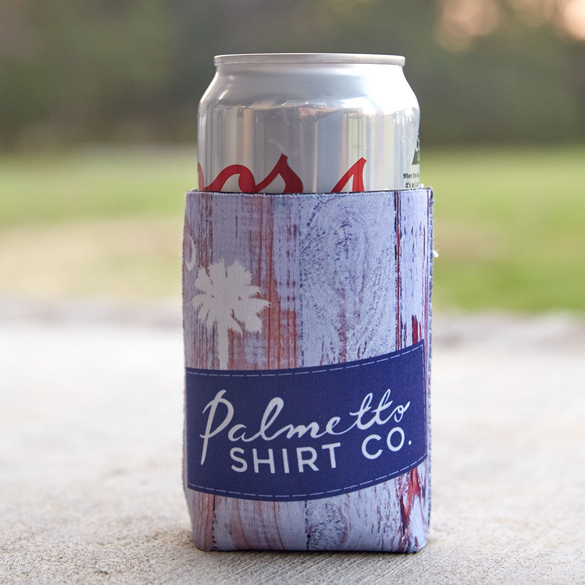 Palmetto Logo on Wood Reversible Koozie